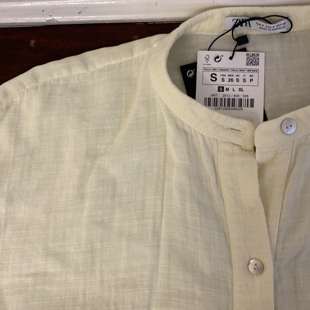 Yellow Zara linen button down - Picture 3 of 4